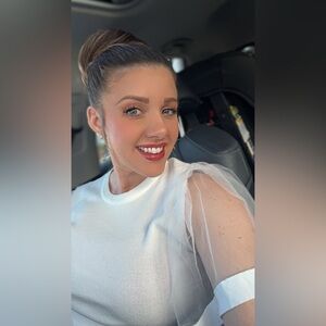 Snow White Knit Top Sheer Butterfly Puff Sleeve New with Tags